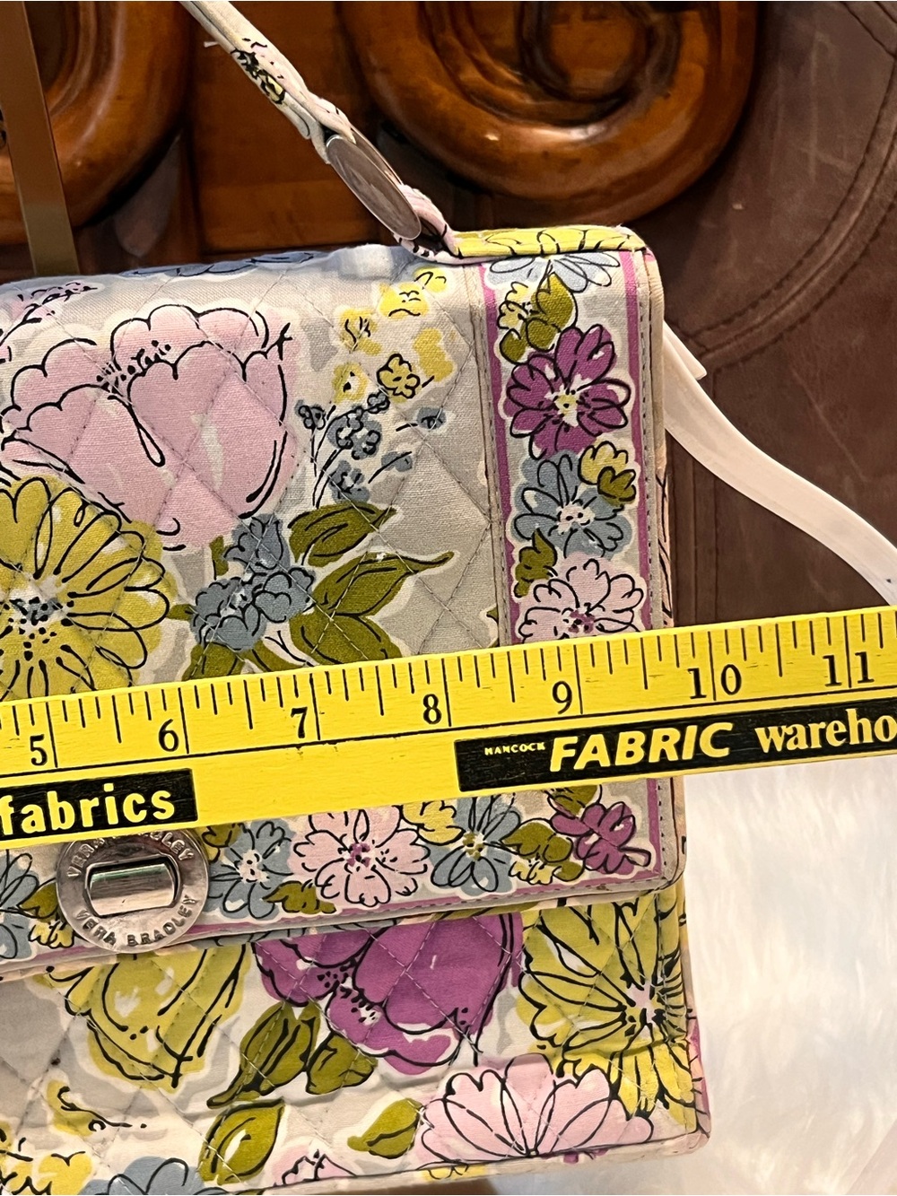 Vera Bradley Quilted Floral Top-Handle Crossbody in Cream, Pink & Yellow - Picture 13 of 13